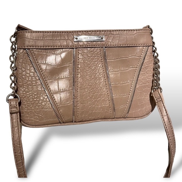 Nine West Taupe Alligator Print Crossbody Purse with Silver Metal Accents - Picture 11 of 11